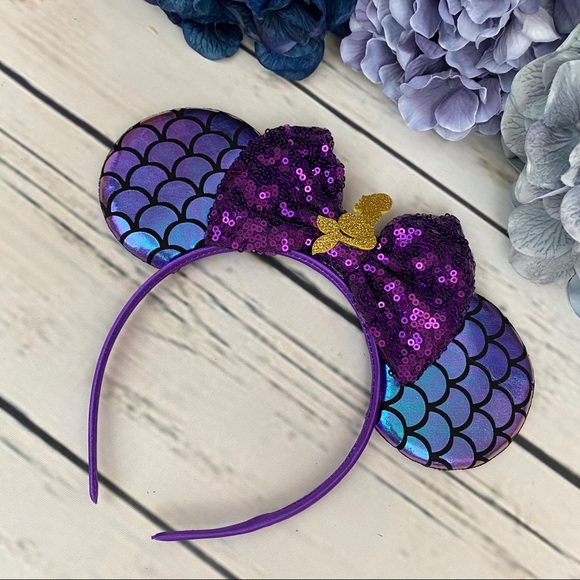 Minnie Mouse Ariel Little Mermaid Headband & Bow - Picture 5 of 16